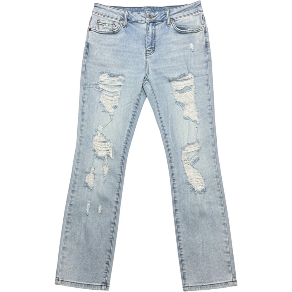 Judy Blue Boyfriend Fit Distressed Light Wash Jeans Size 13/31 JB8878